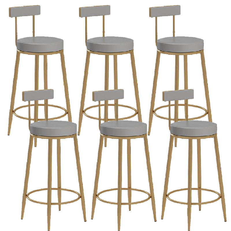 Glam Upholstered Counter Stool Bar-height Low Back Bar Stool with Metal Base