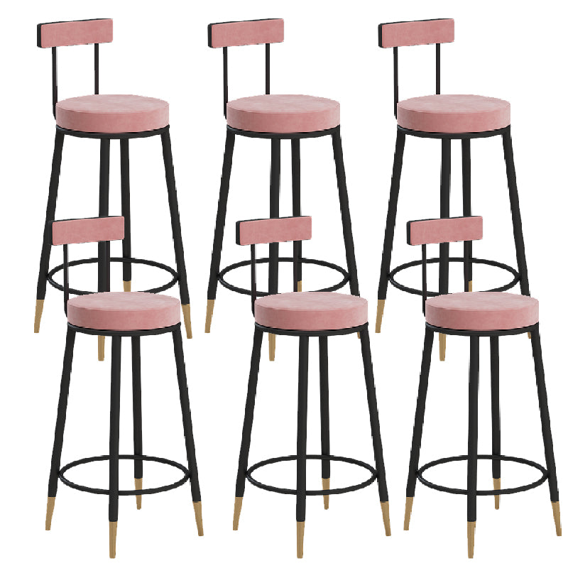 Glam Upholstered Counter Stool Bar-height Low Back Bar Stool with Metal Base