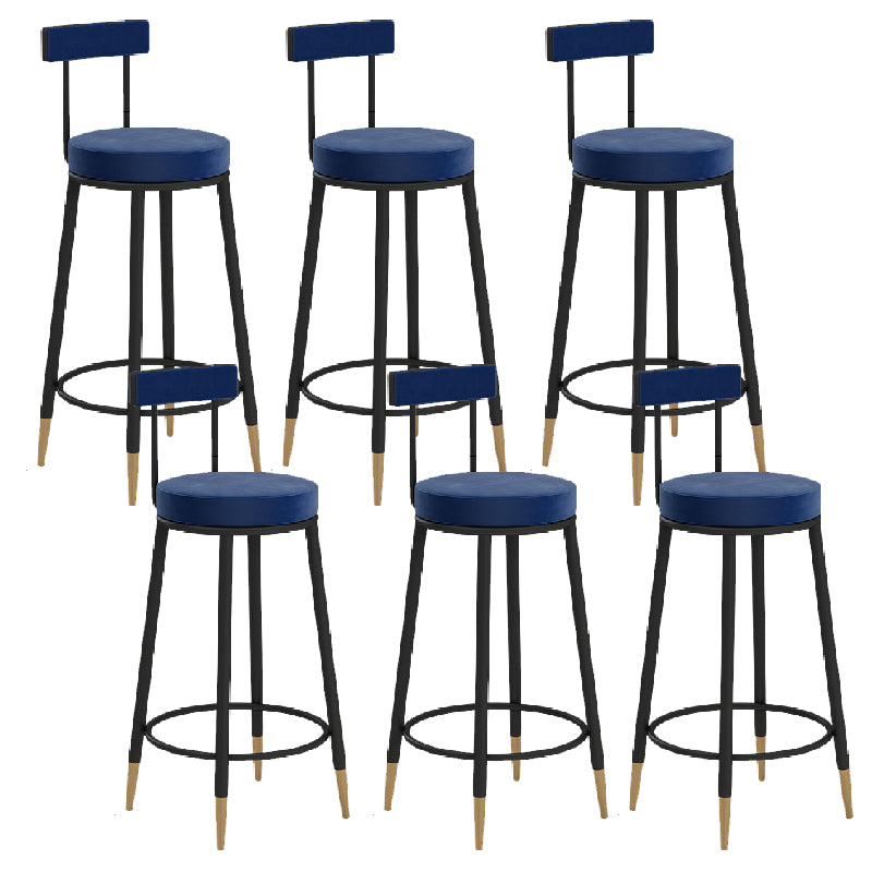 Glam Upholstered Counter Stool Bar-height Low Back Bar Stool with Metal Base