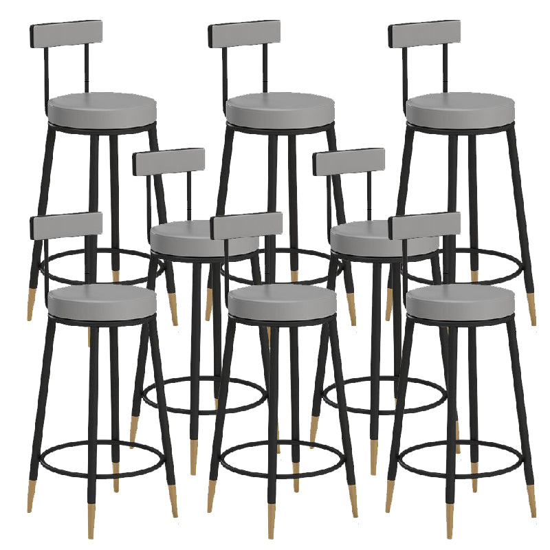 Glam Upholstered Counter Stool Bar-height Low Back Bar Stool with Metal Base