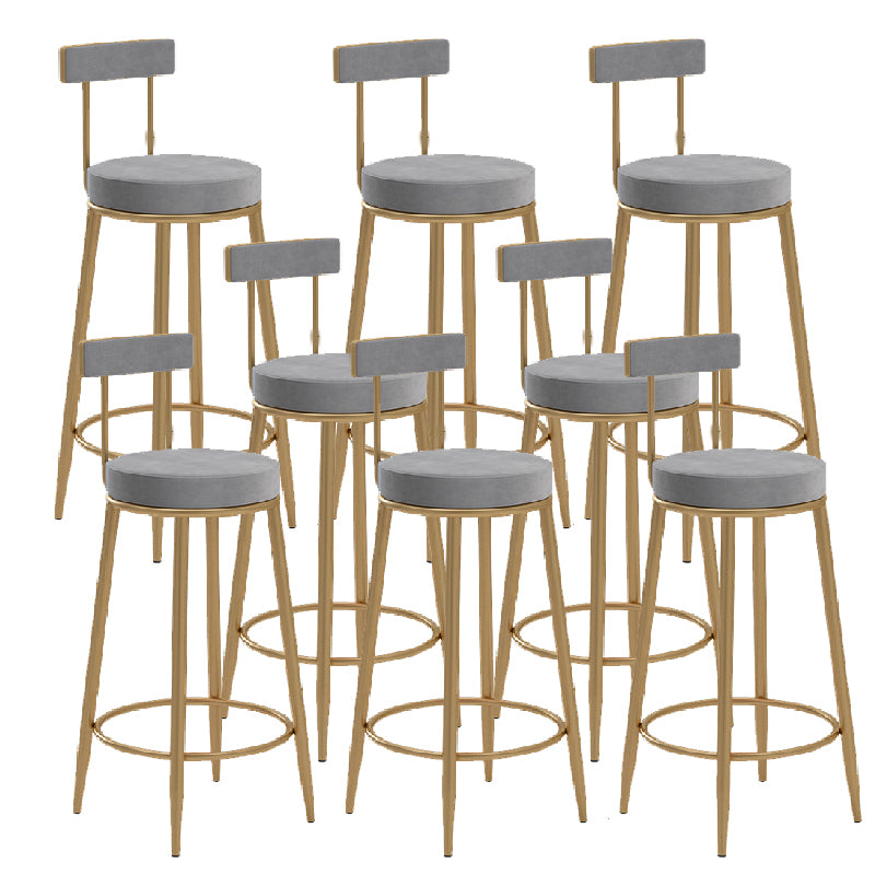 Glam Upholstered Counter Stool Bar-height Low Back Bar Stool with Metal Base