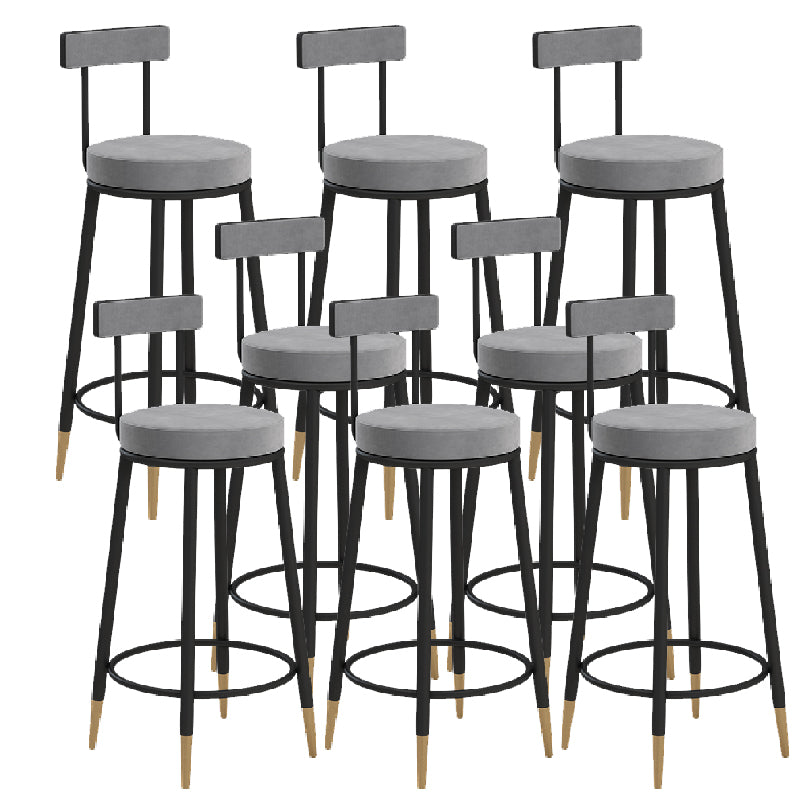 Glam Upholstered Counter Stool Bar-height Low Back Bar Stool with Metal Base
