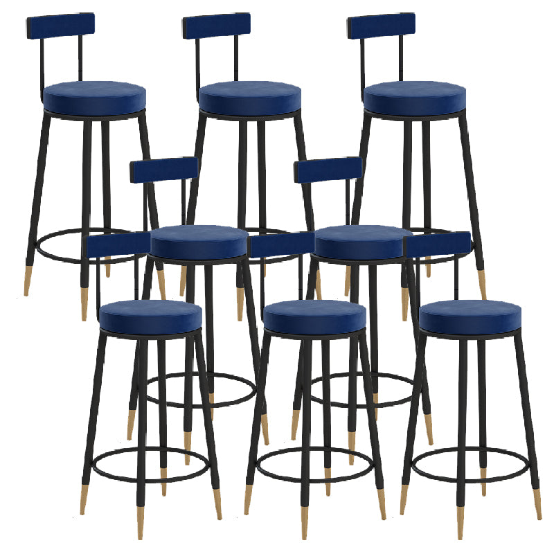 Glam Upholstered Counter Stool Bar-height Low Back Bar Stool with Metal Base