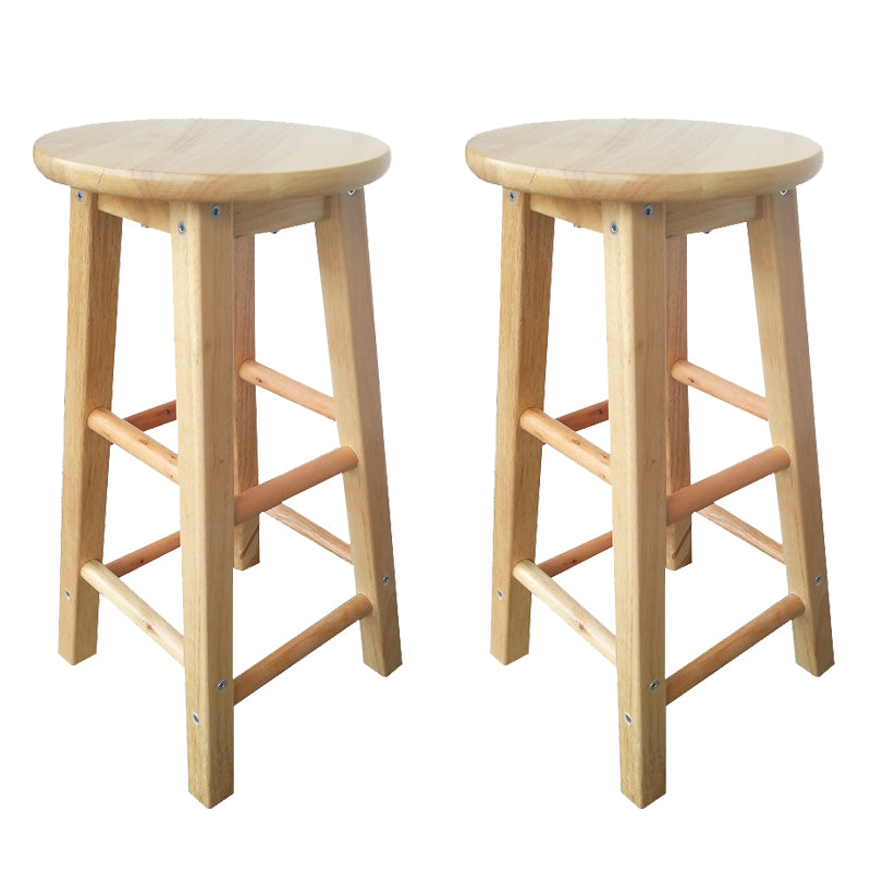 Backless Solid Wood Round Chair Industrial Wooden Counter Chair with 4 Legs