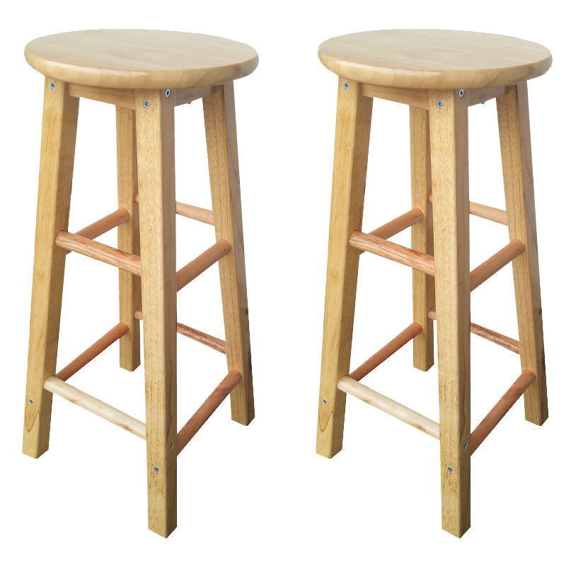 Backless Solid Wood Round Chair Industrial Wooden Counter Chair with 4 Legs