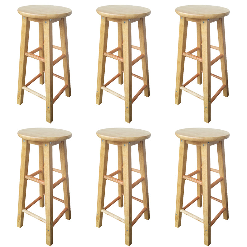 Backless Solid Wood Round Chair Industrial Wooden Counter Chair with 4 Legs