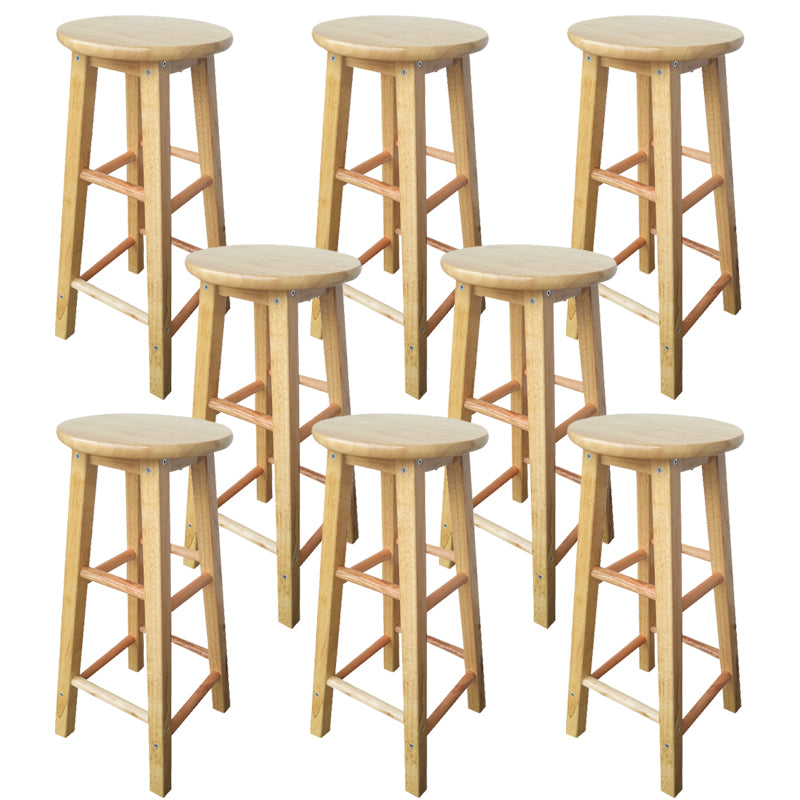 Backless Solid Wood Round Chair Industrial Wooden Counter Chair with 4 Legs