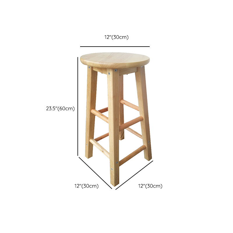 Backless Solid Wood Round Chair Industrial Wooden Counter Chair with 4 Legs