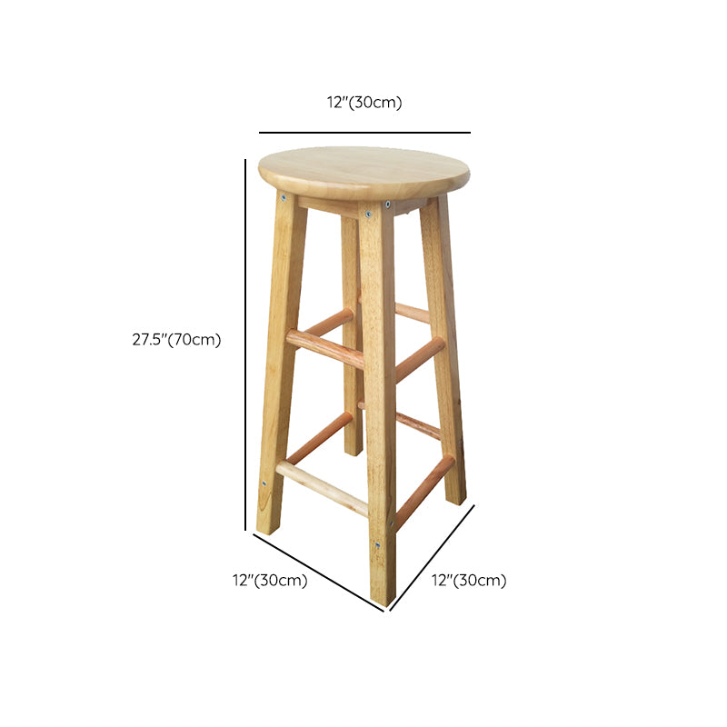 Backless Solid Wood Round Chair Industrial Wooden Counter Chair with 4 Legs