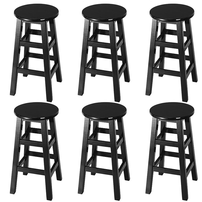 Backless Solid Wood Round High Chair Industrial Wooden Counter Chair with 4 Legs