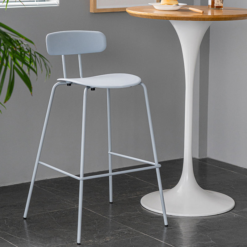 Luxurious Backrest Counter Stool with Metal Base Plastic Armless Cafe Bar Stool