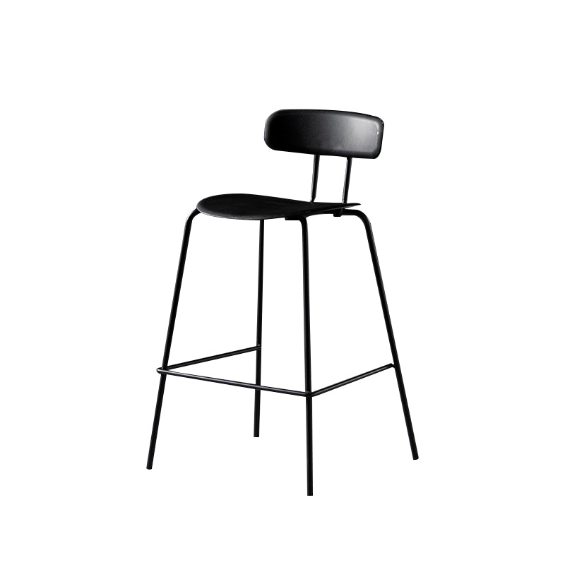 Luxurious Backrest Counter Stool with Metal Base Plastic Armless Cafe Bar Stool