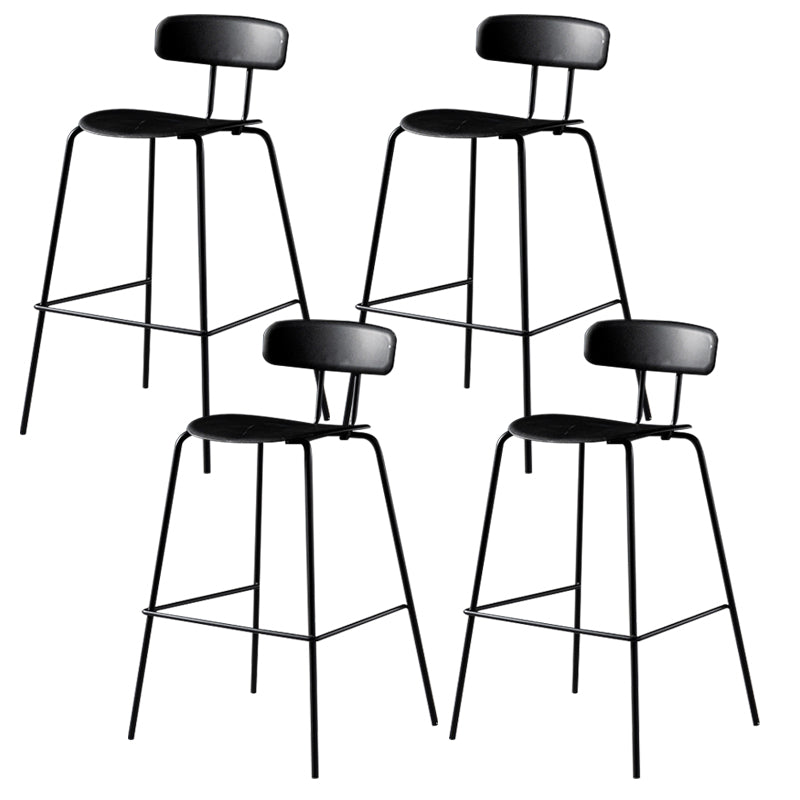 Luxurious Backrest Counter Stool with Metal Base Plastic Armless Cafe Bar Stool
