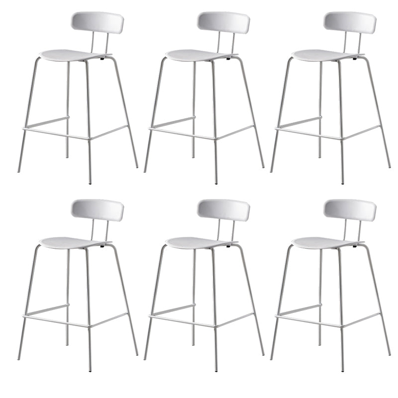 Luxurious Backrest Counter Stool with Metal Base Plastic Armless Cafe Bar Stool