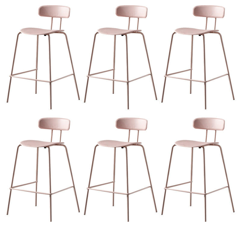 Luxurious Backrest Counter Stool with Metal Base Plastic Armless Cafe Bar Stool