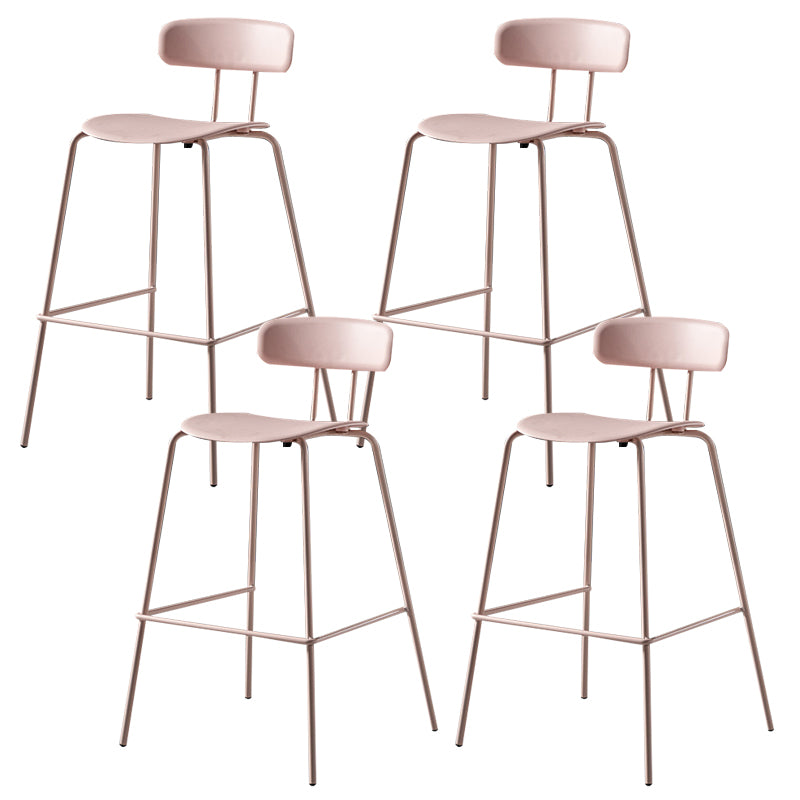Luxurious Backrest Counter Stool with Metal Base Plastic Armless Cafe Bar Stool