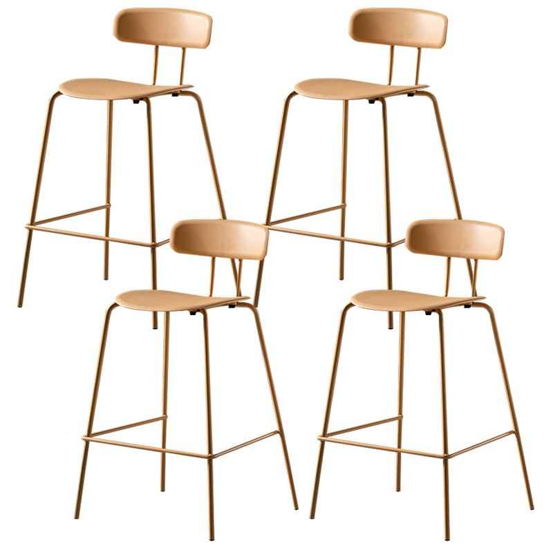 Luxurious Backrest Counter Stool with Metal Base Plastic Armless Cafe Bar Stool
