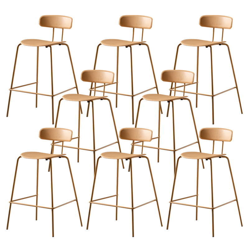 Luxurious Backrest Counter Stool with Metal Base Plastic Armless Cafe Bar Stool