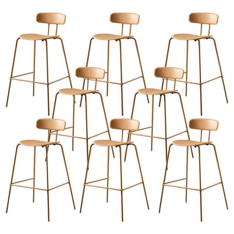 Luxurious Backrest Counter Stool with Metal Base Plastic Armless Cafe Bar Stool