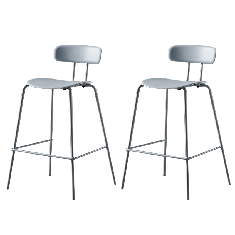 Luxurious Backrest Counter Stool with Metal Base Plastic Armless Cafe Bar Stool