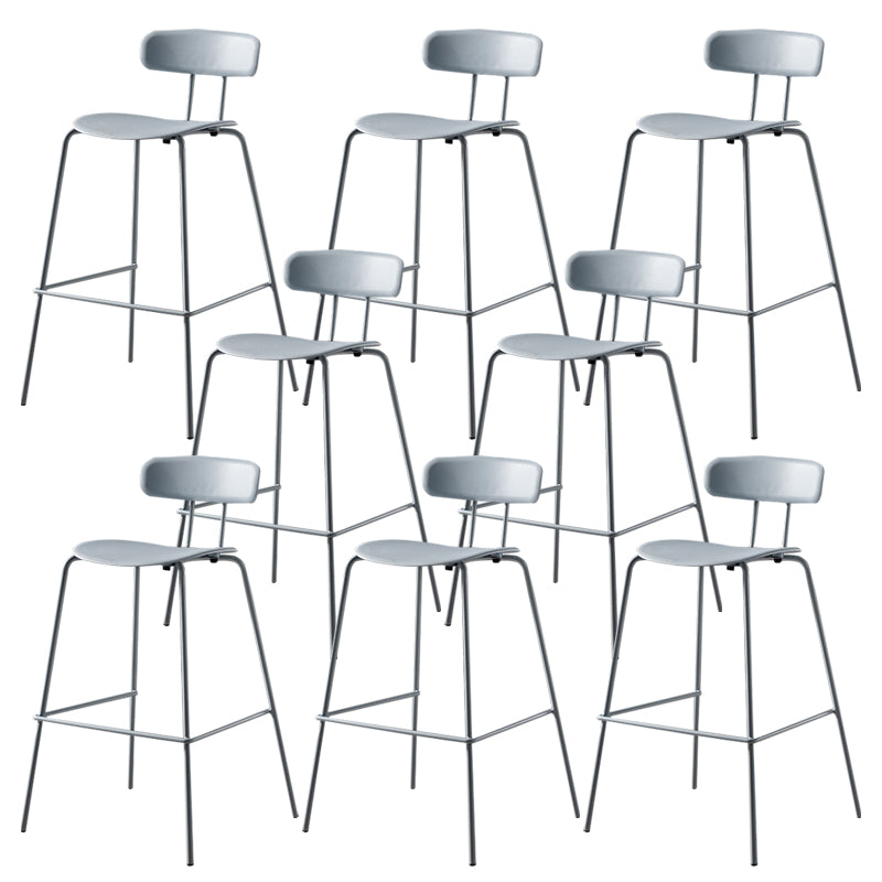 Luxurious Backrest Counter Stool with Metal Base Plastic Armless Cafe Bar Stool