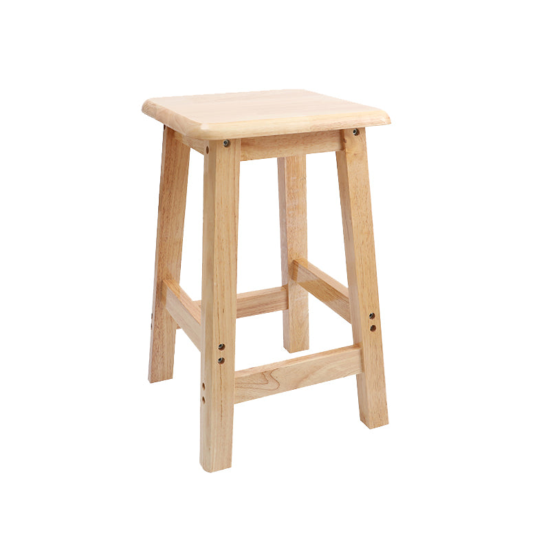 Industrial Wooden Counter Chair Square Backless Solid Wood Round High Chair with 4 Legs