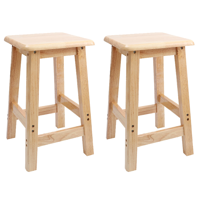 Industrial Wooden Counter Chair Square Backless Solid Wood Round High Chair with 4 Legs
