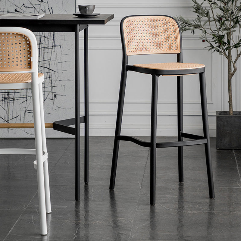 Nordic Backrest Counter Stool with Metal Base Plastic Armless Bar Chair