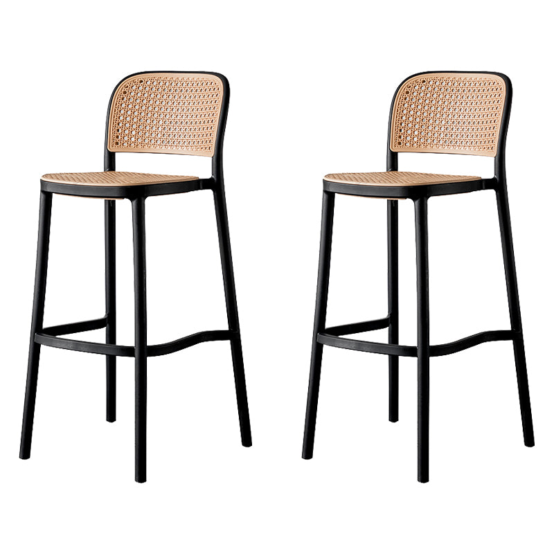 Nordic Backrest Counter Stool with Metal Base Plastic Armless Bar Chair