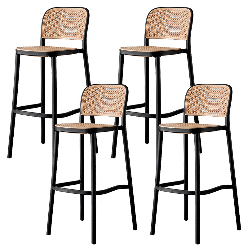 Nordic Backrest Counter Stool with Metal Base Plastic Armless Bar Chair