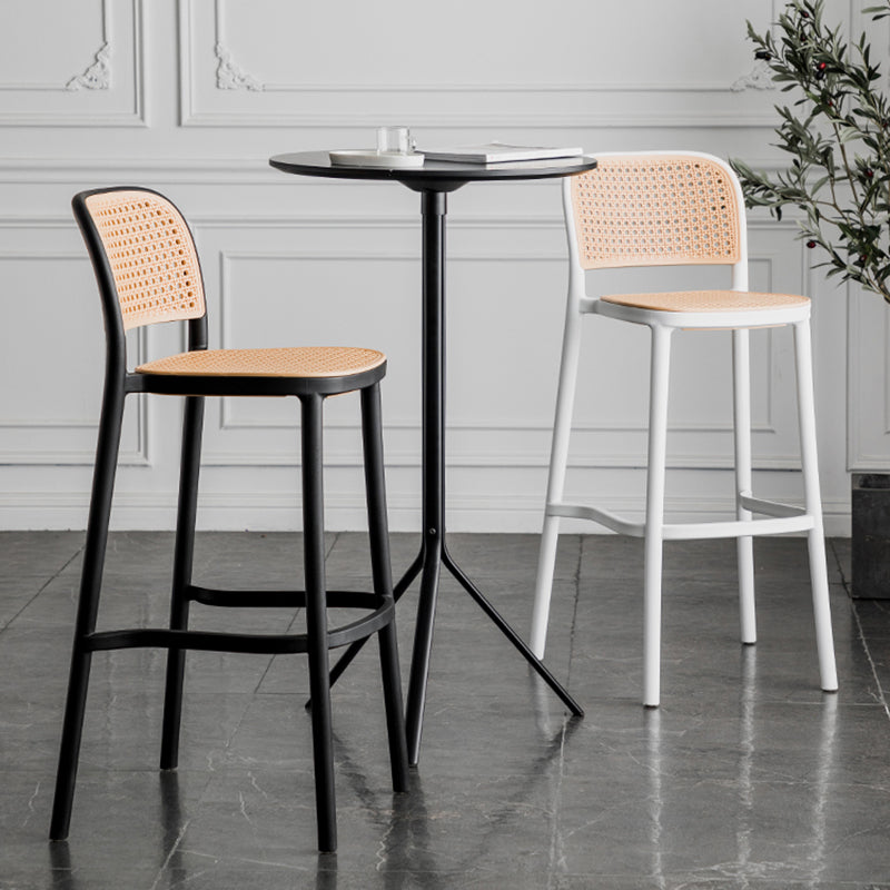 Nordic Backrest Counter Stool with Metal Base Plastic Armless Bar Chair