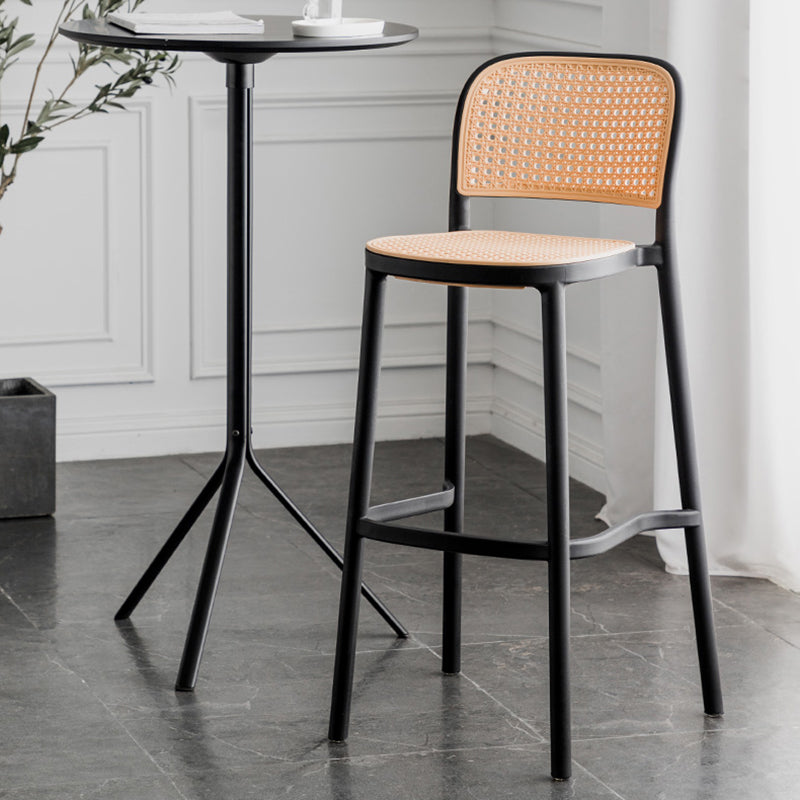 Nordic Backrest Counter Stool with Metal Base Plastic Armless Bar Chair