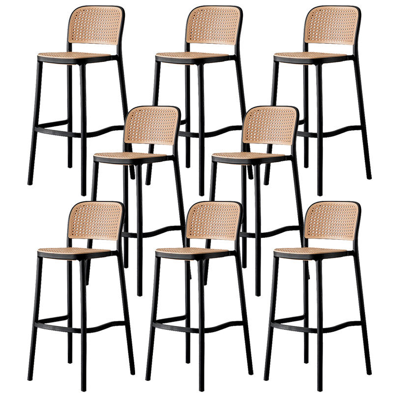 Nordic Backrest Counter Stool with Metal Base Plastic Armless Bar Chair