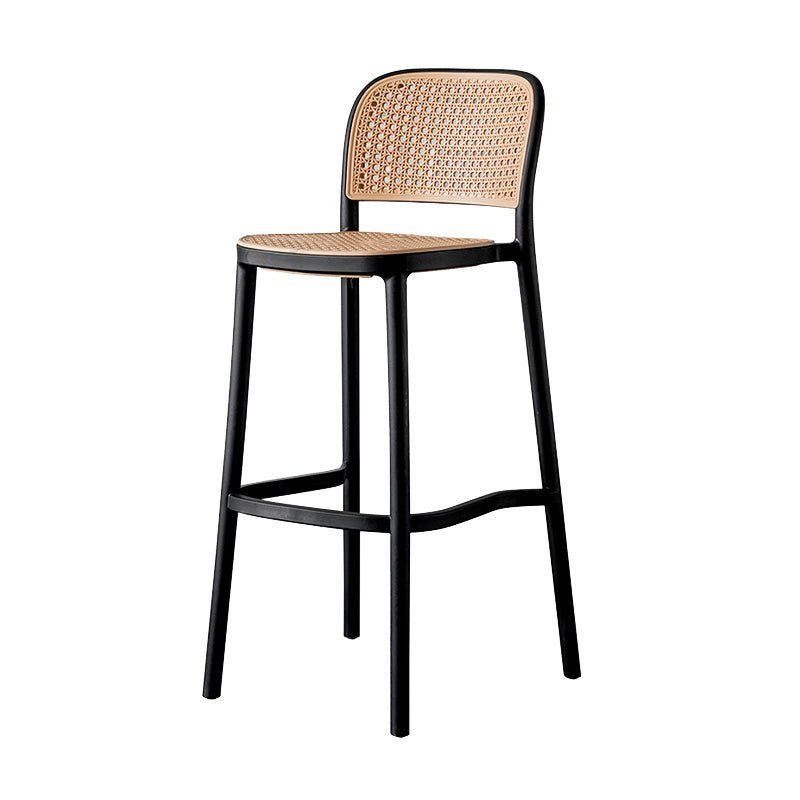 Nordic Backrest Counter Stool with Metal Base Plastic Armless Bar Chair