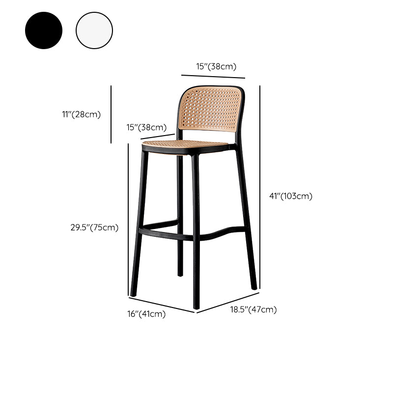 Nordic Backrest Counter Stool with Metal Base Plastic Armless Bar Chair