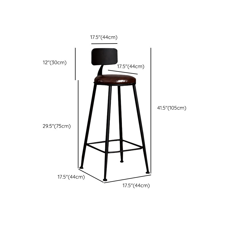 Contemporary Style Counter Stool Living Room Bar Stool with Metal Base