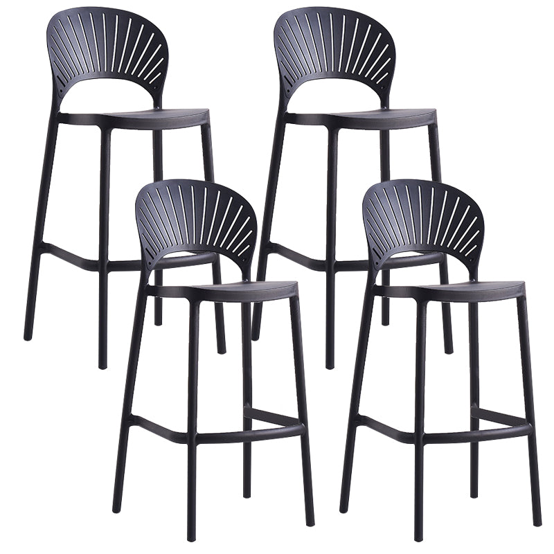 Backrest Counter High Stool Plastic Industrial Armless Cafe Bar Stool