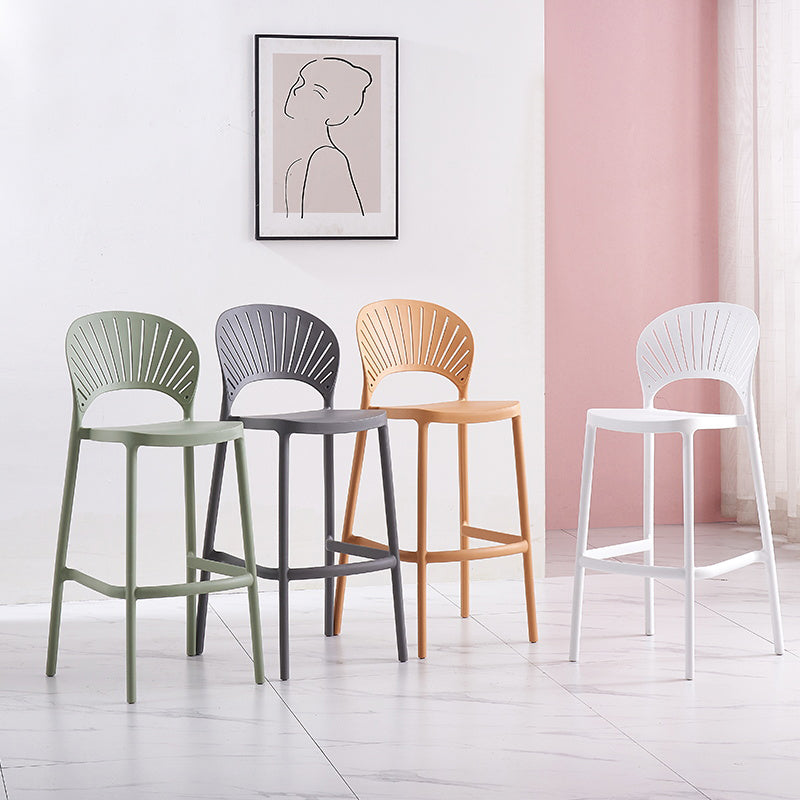 Backrest Counter High Stool Plastic Industrial Armless Cafe Bar Stool