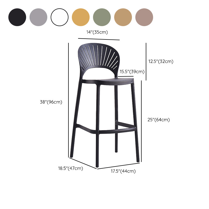 Backrest Counter High Stool Plastic Industrial Armless Cafe Bar Stool