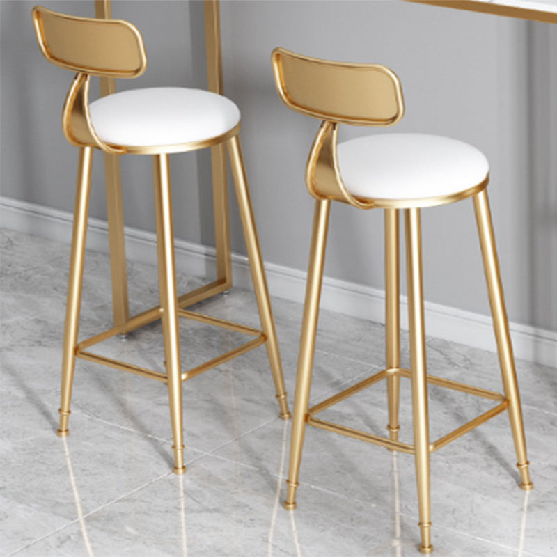 Faux Leather Armless Counter Stool Glam Style Round Low Back Bar Stool