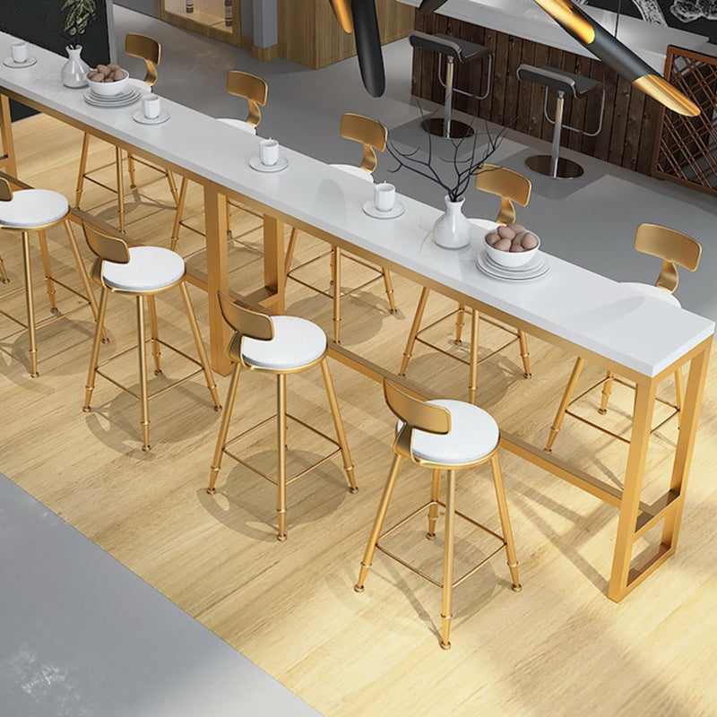 Faux Leather Armless Counter Stool Glam Style Round Low Back Bar Stool