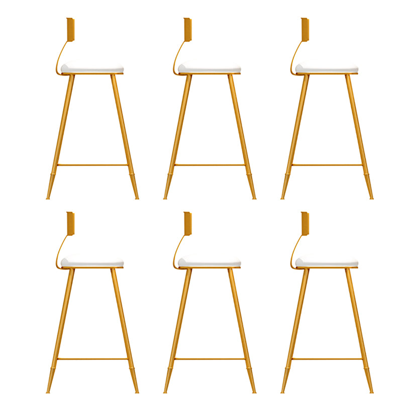 Faux Leather Armless Counter Stool Glam Style Round Low Back Bar Stool