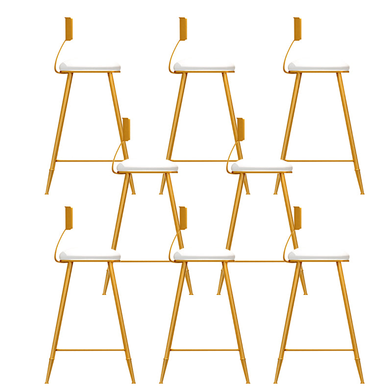 Faux Leather Armless Counter Stool Glam Style Round Low Back Bar Stool