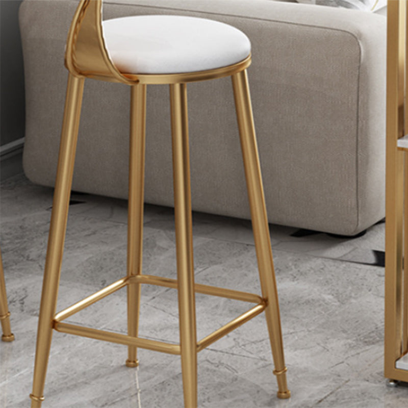 Faux Leather Armless Counter Stool Glam Style Round Low Back Bar Stool