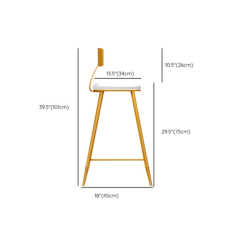 Faux Leather Armless Counter Stool Glam Style Round Low Back Bar Stool