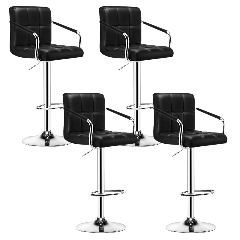 Contemporary Leather Counter Height Stools Adjustable Height Bar Stool