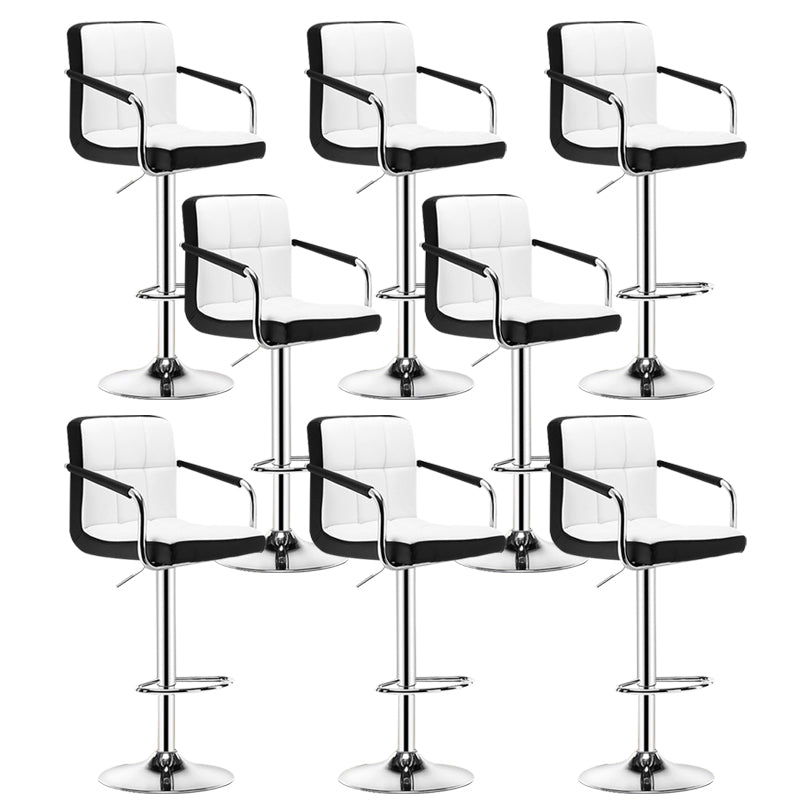 Contemporary Leather Counter Height Stools Adjustable Height Bar Stool