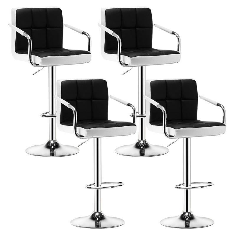 Contemporary Leather Counter Height Stools Adjustable Height Bar Stool