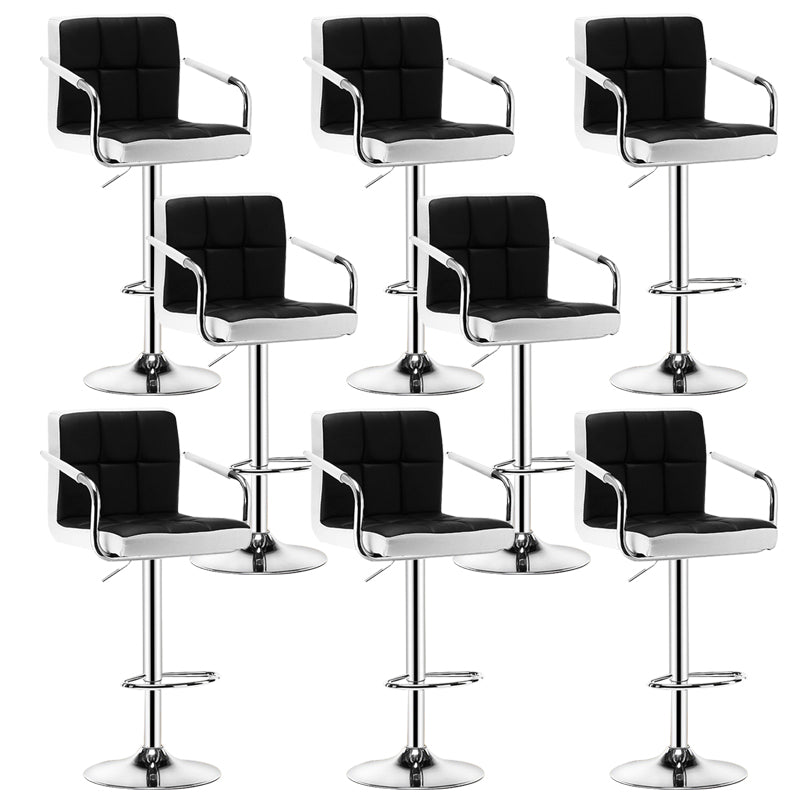 Contemporary Leather Counter Height Stools Adjustable Height Bar Stool