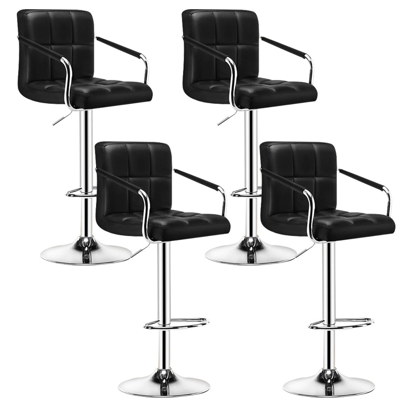 Contemporary Leather Counter Height Stools Adjustable Height Bar Stool